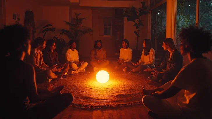 A person seated by candlelight with a cup of tea during a calm evening relaxation routine